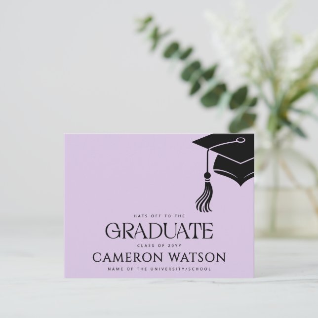 Modern Grad Hat Tassel Graduation Postcard (Standing Front)