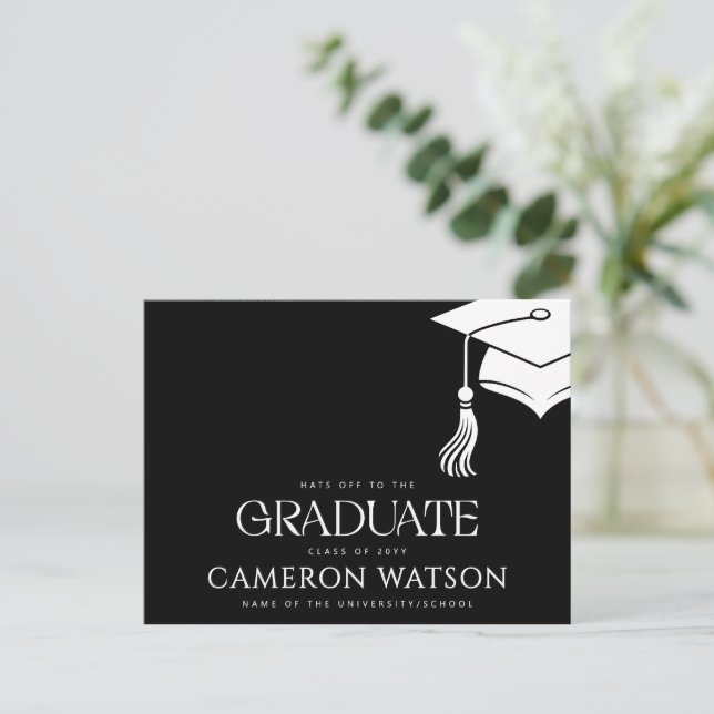 Modern Grad Hat Tassel Graduation Postcard (Standing Front)
