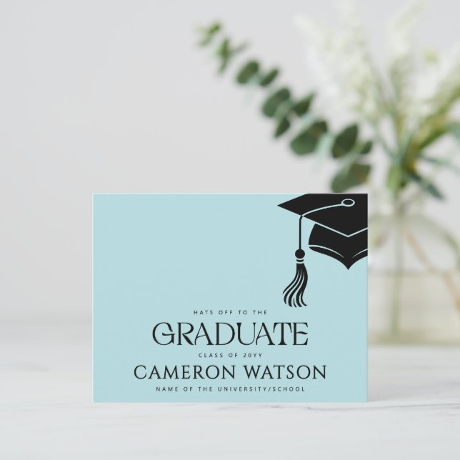 Modern Grad Hat Tassel Graduation Postcard (Standing Front)