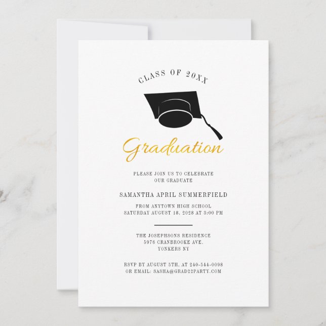 Modern Grad Minimalist Graduation Class 2022 Party Invitation (Front)