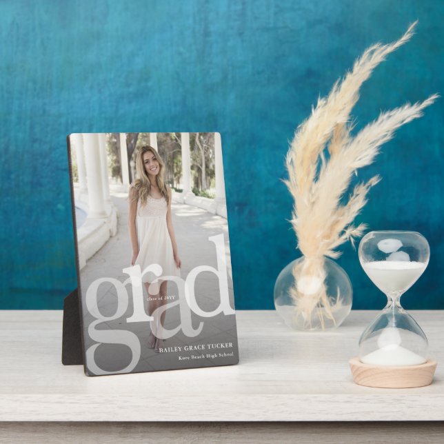 Modern GRAD Overlay Class Year Photo Graduation Plaque (Side)