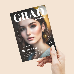 Modern Grad Party Magazine Photo Graduation Invitation