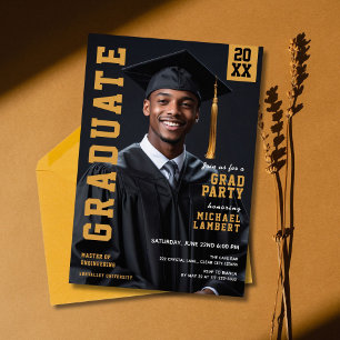 Modern Grad Party Photo Graduation Invitation