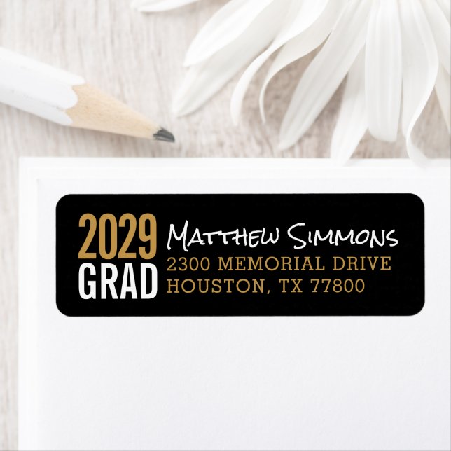 Modern Grad Personalised Return Address Label (Insitu)