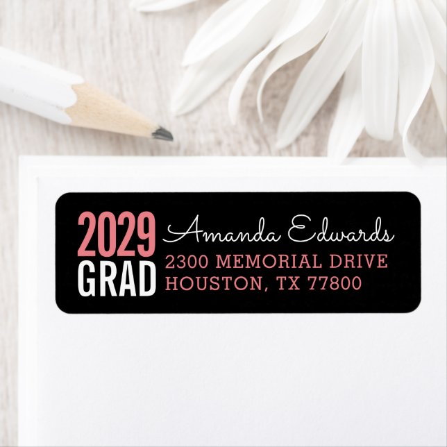 Modern Grad Personalised Return Address Label (Insitu)