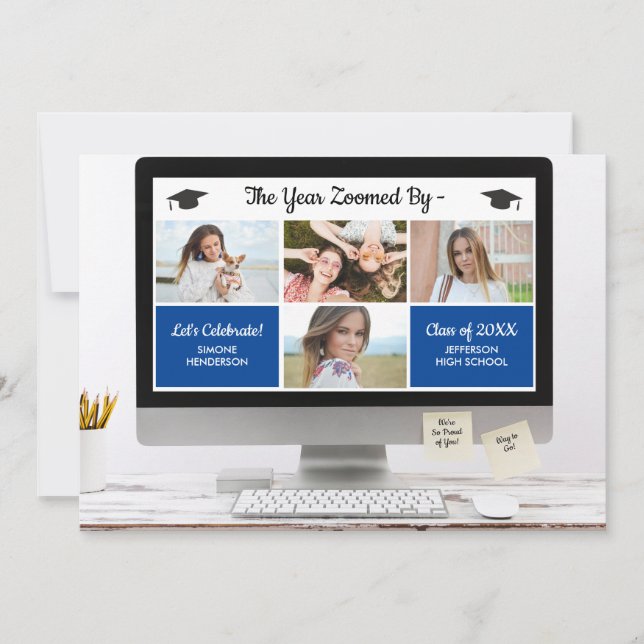 Modern Grad Photo Collage Funny Graduation Party Invitation (Front)