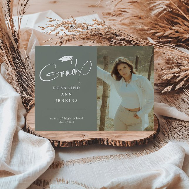 Modern Grad Photo Graduation  Announcement (Creator Uploaded)