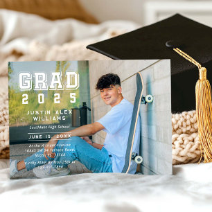 Modern Grad Photo Graduation  Invitation