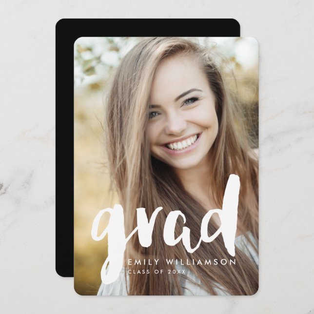Modern Grad Photo Graduation Party Invitation (Front/Back)
