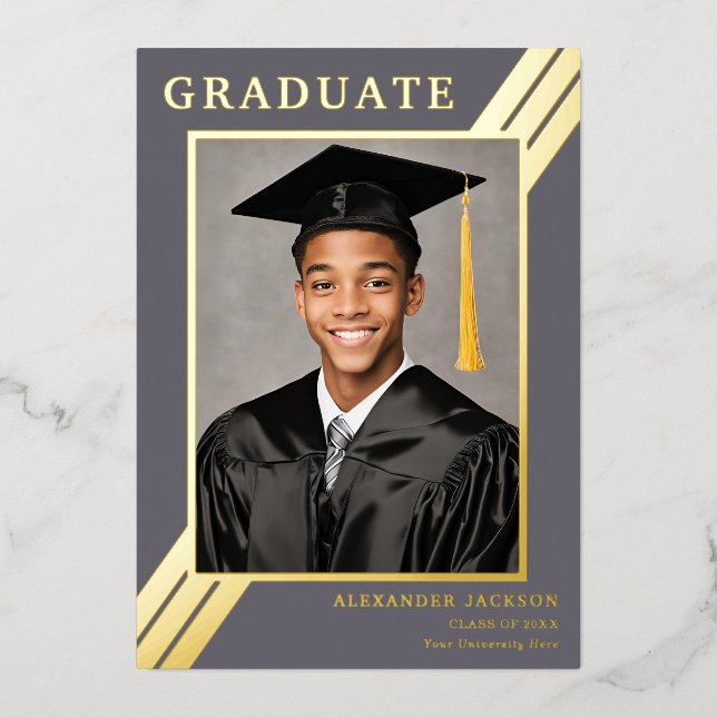 Modern Grad Photo Grey and Gold (Front)