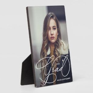 Modern Grad Script Photo Graduation Plaque