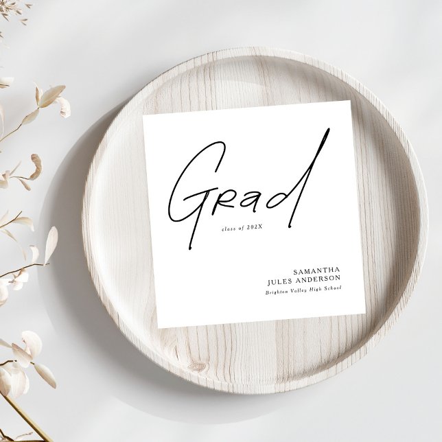 Modern Grad Script Typography Graduation Napkin (Creator Uploaded)