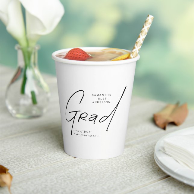 Modern Grad Script Typography Graduation Paper Cups (Insitu)