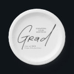 Modern Grad Script Typography Graduation Paper Plate<br><div class="desc">Celebrate your graduate in style with these Modern Grad Script Typography Graduation Paper Plates. Designed with elegant script lettering and clean modern typography, these stylish plates add a sophisticated touch to your graduation party décor. Perfect for high school graduation celebrations, college graduation parties, and6 gatherings, they are ideal for serving...</div>