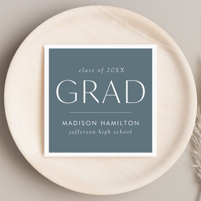 Modern Grad Slate Blue Graduation Napkin (Creator Uploaded)
