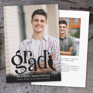 Modern GRAD Tassel 2 Photos Black Overlay Announcement