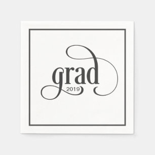 Modern Grad Typography Graduation Party with Year Napkin