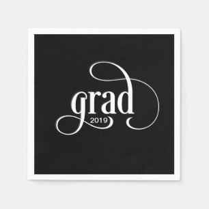 Modern Grad Typography Graduation Party with Year Napkin