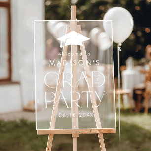 Modern Grad White Graduation Party Welcome Sign