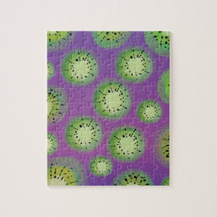 Modern Gradient and Kiwi Fruit Purple Jigsaw Puzzle