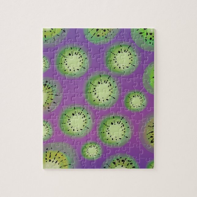 Modern Gradient and Kiwi Fruit Purple Jigsaw Puzzle (Vertical)