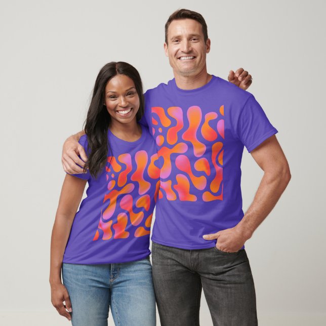 Modern Gradient Blobs Pattern in Pink and Orange T-Shirt (Unisex)