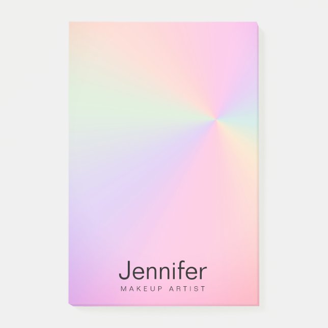 Modern gradient colorful holographic makeup artist post-it notes (Front)