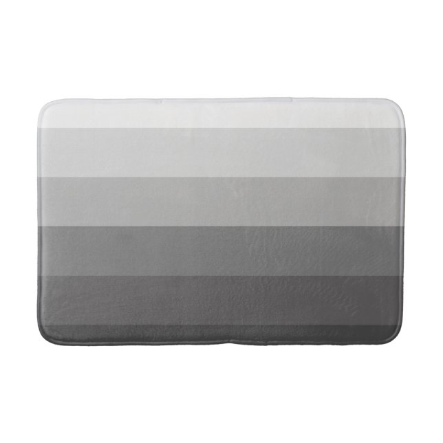 Modern Gradient Grey Stripes Bath Mat (Front)