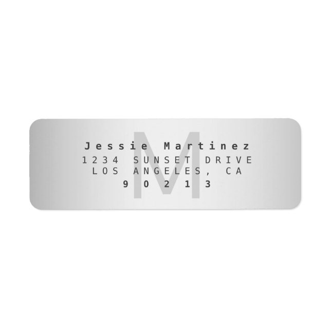 Modern Gradient Greys Return Address Label (Front)