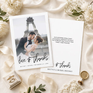 Modern Gradient Hand Lettered Photo Wedding Thank You Card