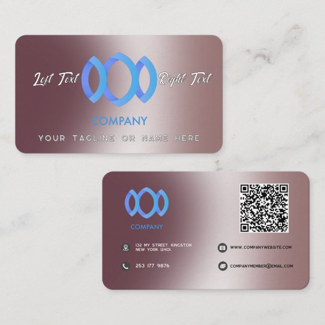 Modern Gradient Metallic Powder Pink Template Business Card (Front/Back)