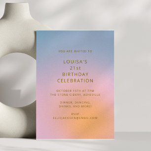 Modern Gradient Pastel 21st Birthday Celebration Invitation