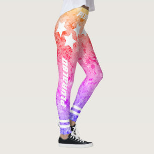 Modern gradient pattern pink yellow workout leggings