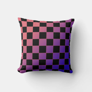 Modern Gradient Purple Pink Checkerboard  Cushion