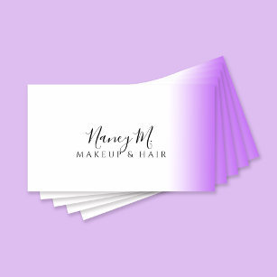 Modern gradient purple white makeup & hair  business card