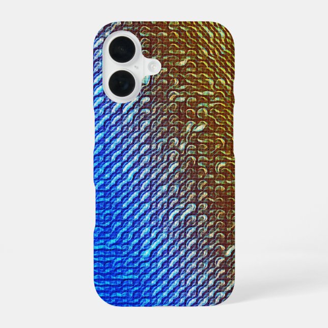 Modern Gradient Ripple Pattern Design iPhone 16 Case (Back)