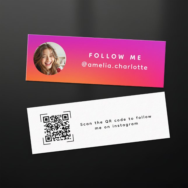 Modern Gradient Social Media Networking QR Code Mini Business Card (Creator Uploaded)