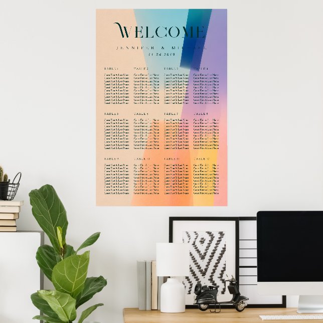 Modern Gradient Wedding Seating Chart (Home Office)