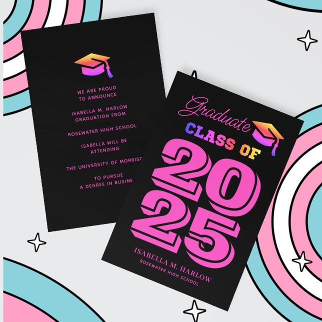 Modern Graduate 2025 Rainbow Graduation Announcement (Creator Uploaded)