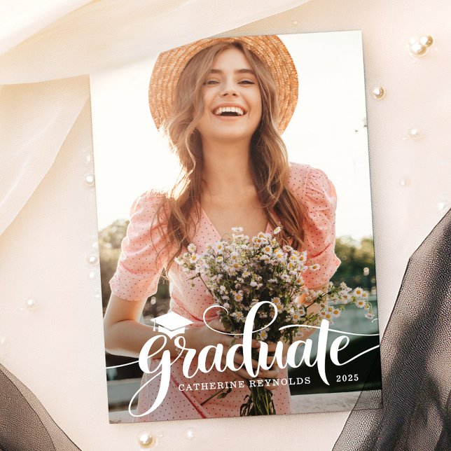 Modern Graduate 2 Photo Graduation Announcement (Creator Uploaded)