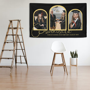 Modern Graduate   3 Arched Photo Collage  Banner