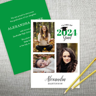 Modern Graduate 3 Photo Graduation Announcement