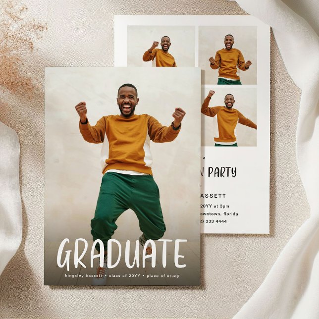 Modern GRADUATE 4 photo graduation party Invitation (Creator Uploaded)