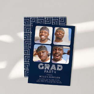 Modern Graduate 4x photo collage GRAD Party Invitation