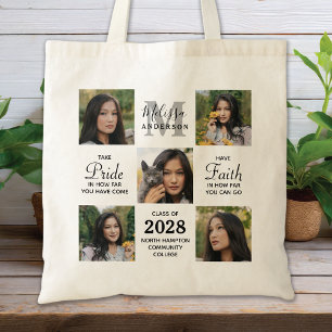Modern Graduate 5 Photo Collage Graduation Tote Bag