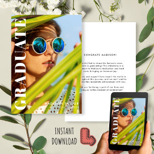 Modern Graduate Back and White Photo Graduation Announcement