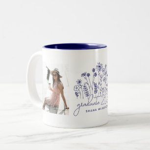 Modern Graduate Blooming Wildflower Graduation Two-Tone Coffee Mug