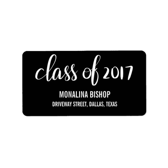 Modern Graduate Class Of 2017 Typography Black Label (Front)