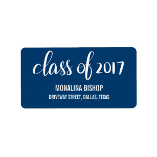 Modern Graduate Class Of 2017 Typography Blue Label