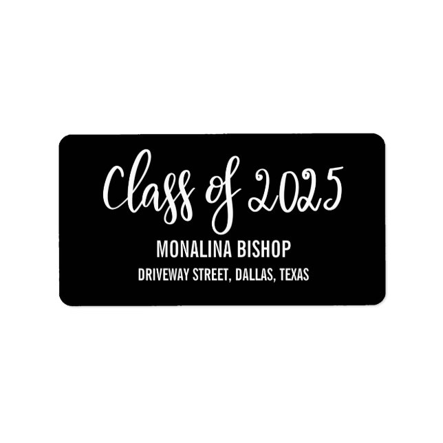 Modern Graduate Class Of 2025 Typography Black Label (Front)
